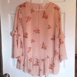 Lauren Conrad Dusty Pink Floral Blouse